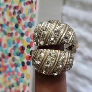 Beautiful Elegant Vintage Crystal-Embellished Mix Gold & Silver Earrings